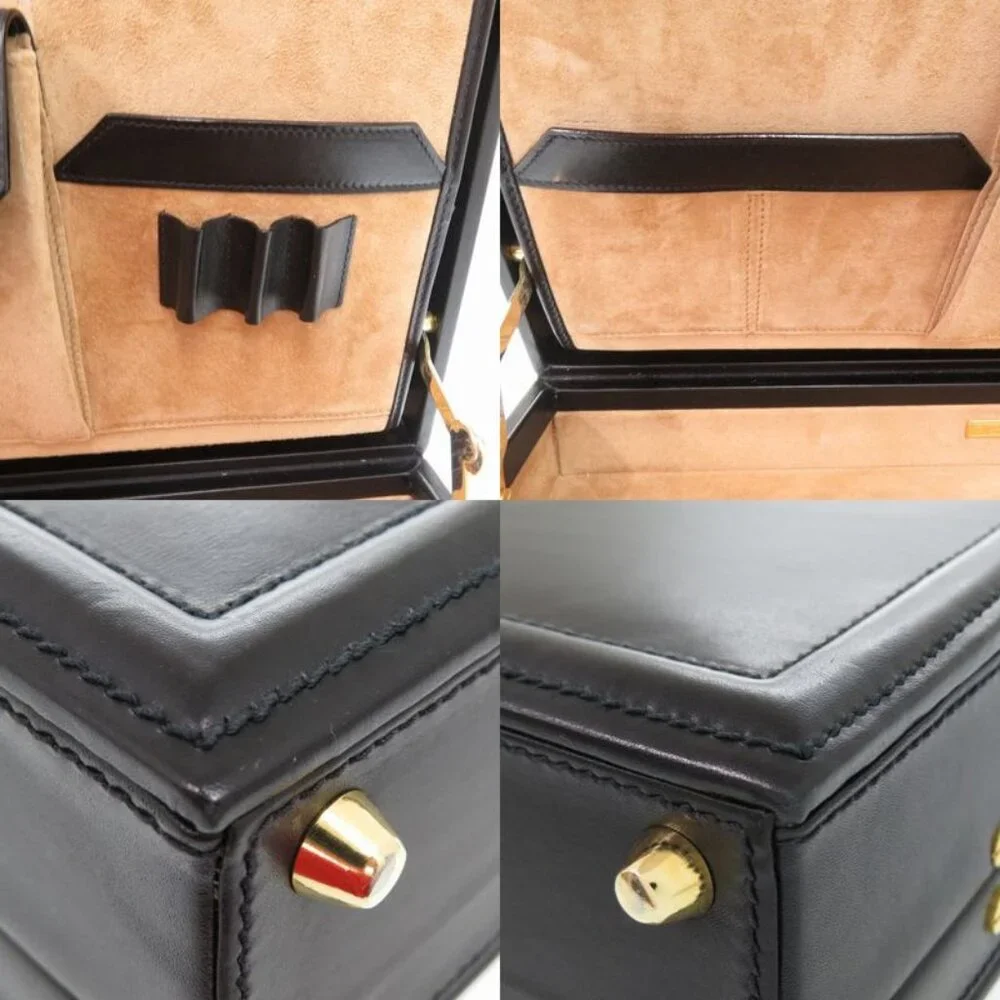 Gucci Vintage Trunk Case Briefcase Attache Leather Black 0957